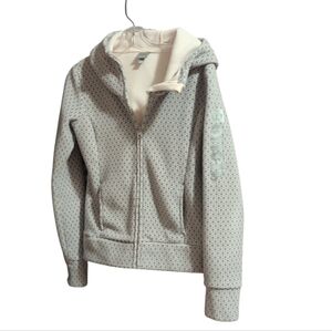 Bench Women’s Hoodie Medium Tan Gray Geometric Print Full Zip Hooded Sweatshirt